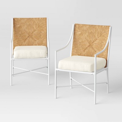 Stanton 2pk Rush Weave Patio Dining Chairs - White/Natural - Threshold™ designed with Studio McGee