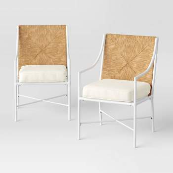 Stanton 2pk Rush Weave Patio Dining Chairs - White/Natural - Threshold™ designed with Studio McGee