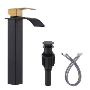 WOWOW Single Handle Single Hole Waterfall Bathroom Faucet with Drain Kit Included - 1 of 4