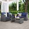 ELJGET 4-Piece Outdoor Patio Furniture Sets, Wicker Conversation Set for Porch Deck, Rattan Sofa Chair with Cushion - 2 of 4