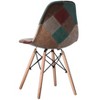 Fabulaxe Modern Fabric Patchwork Chair with Leather and Suede Like Tones with Wooden Legs for Kitchen, Dining Room, Entryway, Living Room - 4 of 4