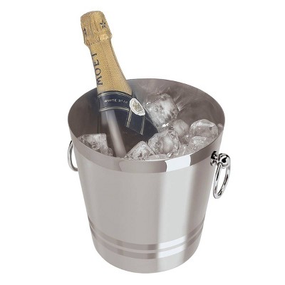 Oggi 4.25qt Stainless Steel Champagne Bucket: Silver Wine Chilling Bucket, Hand Wash, 8.75" Height, 8" Width, 2.28 lbs