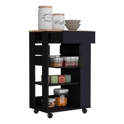 NicBex 1 Drawer Rolling Kitchen Island Cart with 2 Open Shelves and 1 Rack,Kitchen Island on Wheels with Storage,Island Table for Kitchen