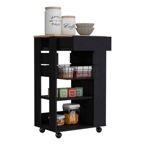 NicBex 1 Drawer Rolling Kitchen Island Cart with 2 Open Shelves and 1 Rack,Kitchen Island on Wheels with Storage,Island Table for Kitchen - 1 of 4