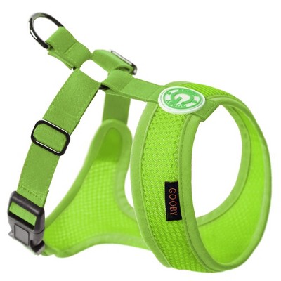 Gooby Freedom Harness II, Choke Free Mesh Harness for Small Dogs with Microsuede Straps, Green, Medium