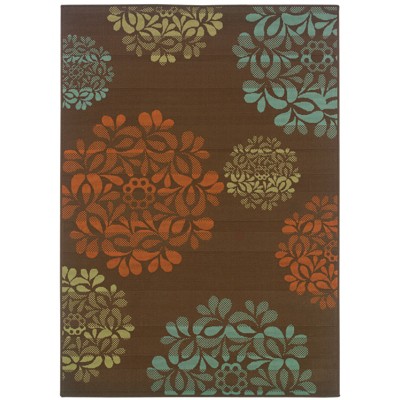 Oriental Weavers Montego 2635N Brown/ Blue Indoor/Outdoor Area Rug - 1'9" x 3'9"