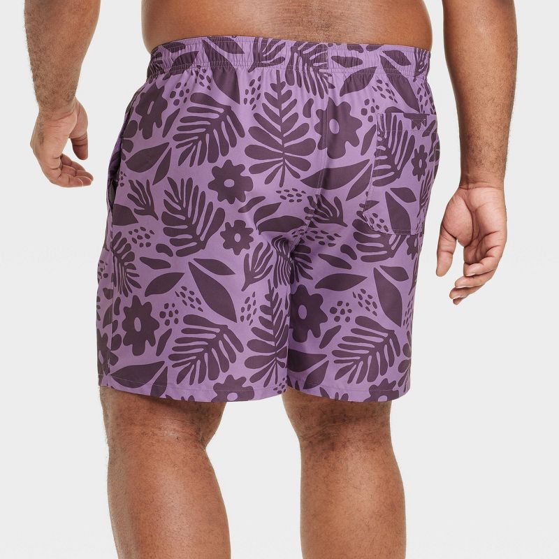 Men's 7" Floral Print Swim Shorts - Goodfellow & Co™ Lavender, 3 of 5