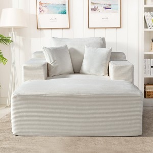 Chaise Lounge Chair Indoor, Plush Corduroy Cloud Couch, Fluffy Oversized Sofa Bed for Bedroom Living Room, Boneless Reading Longue Chair Beige 44.29 - 1 of 4