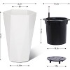 22.5" Tall Planters Set of 2, Self Watering Plant Pots with Water Level Monitor, Outdoor Planters with Wheels, Indoor Flower Pots, White - 2 of 4