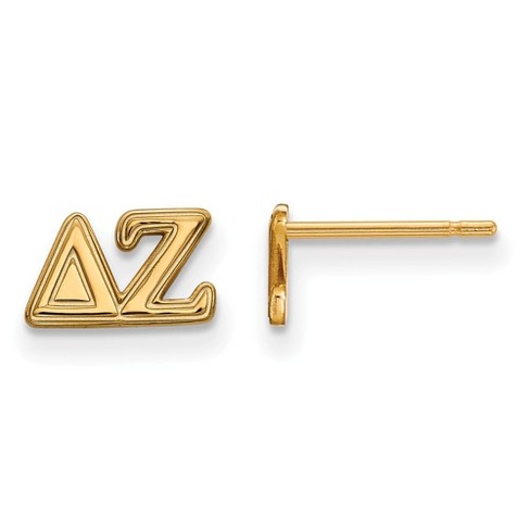 Black Bow Jewelry 14k Yellow Gold Plated Sterling Silver Delta Zeta Greek Life Stud Earring - image 1 of 3