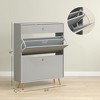 Munora - 31.5"W Narrow Shoe Storage Cabinet with Wave Panels - Fits 12 Pairs, Adjustable Shelves - Gray - 3 of 4