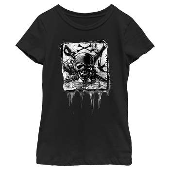 Girl's Pirates of the Caribbean: Curse of the Black Pearl Black and White Skull Logo T-Shirt