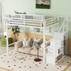 TIRAMISUBEST Full/Queen Size Loft Bed with Stairs, Metal Full Loft Bedframe with Storage Shelves, High Loft Bed with Wardrobe for Kids Teens - 3 of 4