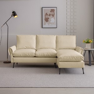 DOMETOUR 81 Inch L Shaped Sectional Sofa Faux Leather Couch with Reversible Chaise Lounge for Living Room - 1 of 4