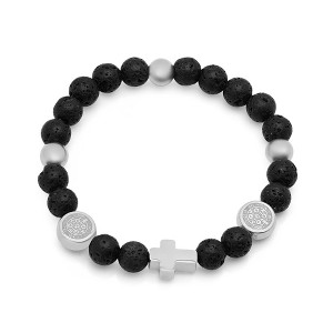 Steeltime Men's religious beaded bracelet with stainless steel accents - 1 of 4