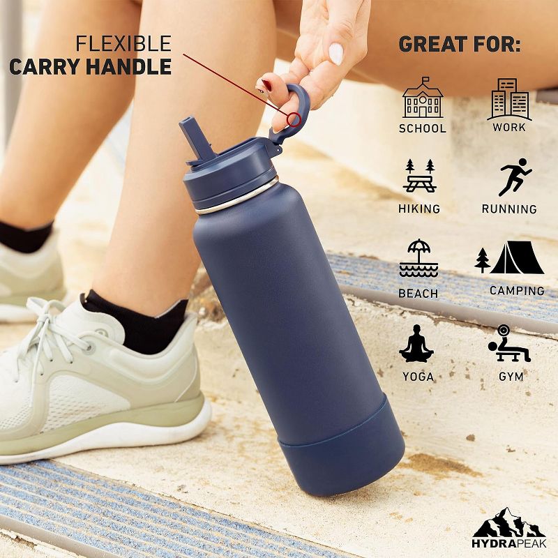 Hydrapeak Sport Stainless Steel Insulated Water Bottle With Spill Proof Matching Chug Lid And Matching Rubber Sport Boot, 4 of 13