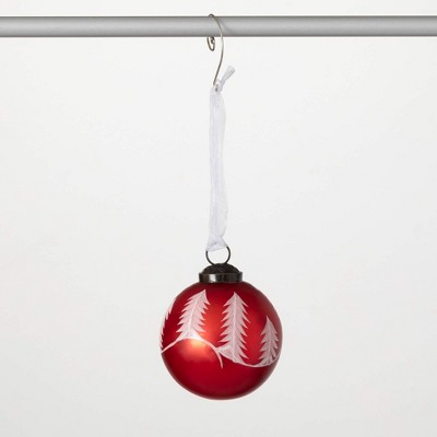 3"H Sullivans Christmas Red White Trees Ball Ornament  Red-White