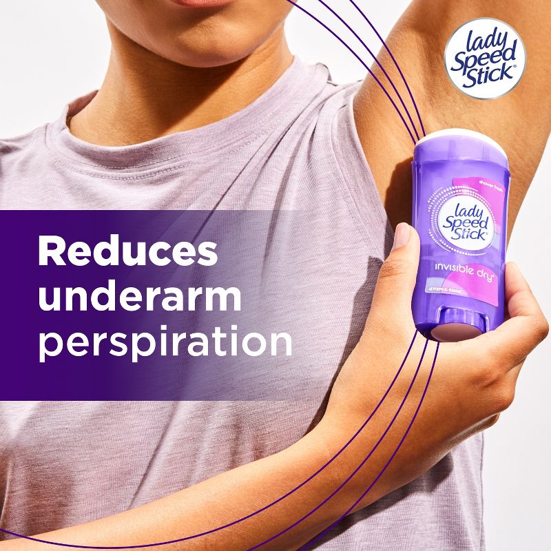 Lady Speed Stick Invisible Dry Antiperspirant &#38; Deodorant for Women - Shower Fresh - Trial Size - 2.3oz/2pk, 5 of 10