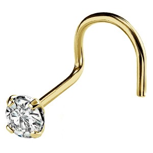 Jewelry Avalanche 22G 14K Gold Corkscrew Nose Stud with Diamond - 1 of 3