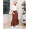 Girl's Button Midi Skirts Casual High Elastic Waist A Line Pleated Midi Chiffon Pink Skirts with Pockets - 3 of 4