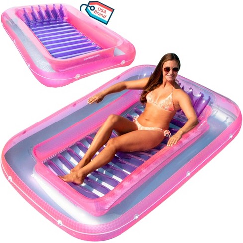 Swimline Original Suntan Tub Classic Edition Inflatable Floating Lounger Pink Tanning Pool Hybrid Lounge Comfort Pillow Fill With Water Target