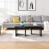 LIVAREEmlen Rectangle Wood Detachable Coffee Table, Single L Shape Farmhouse Coffee Table for Dining Room, Garden, Black - 3 of 4