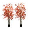 2Pcs Maple Tree,Autumn Artificial Maple Tree, Tall Fake Maple Tree with Red Maple Leaves, Faux Red Maple Tree in Pot for Fall Festival Decor - 3 of 4