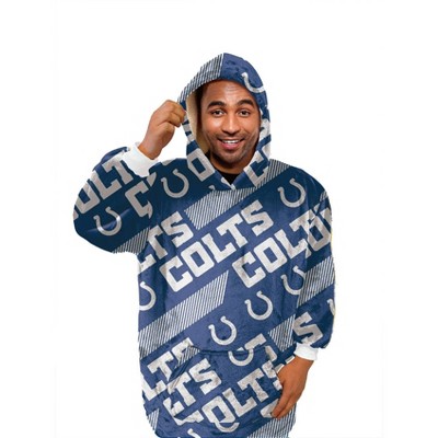 NFL Indianapolis Colts Repeat Logo with Faux Shearling Bloncho Blanket