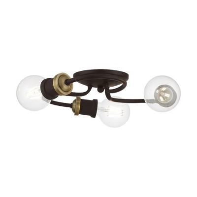 Livex Lighting Bromley 3 - Light Flush Mount in  Bronze/Antique Brass