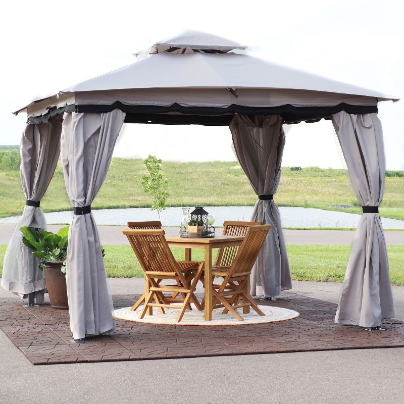 Sunnydaze Soft Top Rectangle Patio Gazebo with Screens and Privacy Walls for Backyard, Garden or Deck, 5 of 16