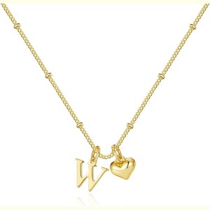 Heart Initial Necklace for Women & Girls, 14K Gold Plated Letter Pendant Birthday Gift - 1 of 4