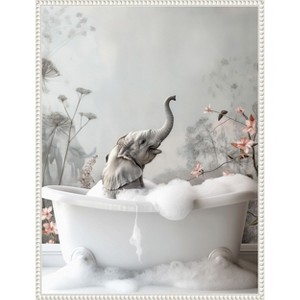 Amanti Art Elephant Bath Bliss by Niky Rahner Framed Canvas Wall Art - 1 of 4