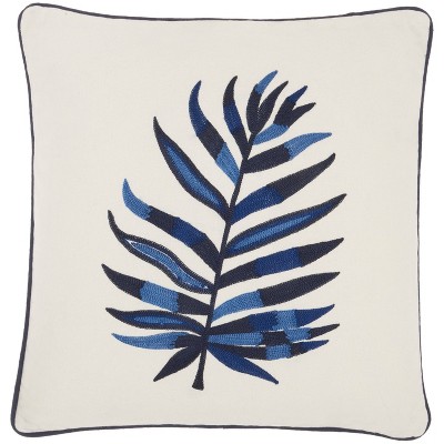 16"x16" Royal Palm Leaf Square Throw Pillow Blue - Mina Victory