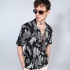 Campus Sutra Men Men's Onyx Black Oversized Foliage Lined Shirt - 2 of 4