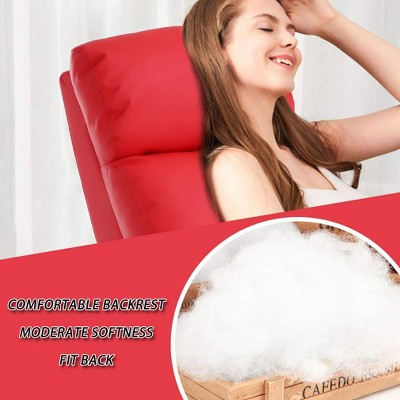 Red Faux Leather Recliner with Wood Frame