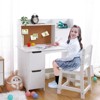 Kids Desk and Chair Set with Hutch, Wooden Study Table with Bookshelf, Storage & Cork Board, Children's Writing Desk for Home School, White - 4 of 4
