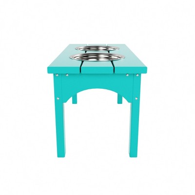Turquoise Elevated Pet Feeder with Stainless Steel Bowls