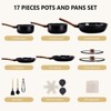 ROVSUN 17 Pcs Nonstick Pots and Pans Set, Cast Aluminum Kitchen Cookware Set, RV Kitchen Cooking Set, Dishwasher Safe, PFAS PFOA & PFOS Free, Black - 2 of 4
