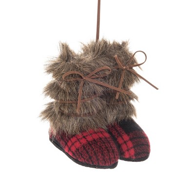 Gallerie II Buffalo Check Boots Polyester  Paperboard Holiday Christmas Xmas Ornament