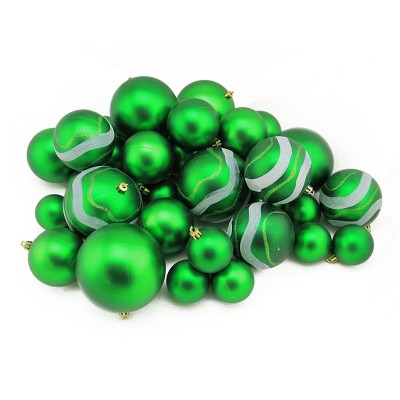 Northlight 39ct Shatterproof Matte and Glitter Christmas Ball Ornament Set 4" - Green