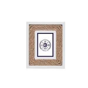 Beachcombers 2.6 x 4 White Trim With Nat Rope Picture Frame Wood Composite Flax Home Decor Coastal Nautical Marine 6.22 x 0.79 x 5.12 - 1 of 1