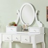 NicBex Vanity Desk with Mirror 32" Vanity Table with Oval Mirror, British Style Wood Makeup Vanity with 5 Drawer and 1 Upholstered Stool - 3 of 4