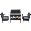 Tangkula 4 PCS Rattan Wicker Furniture Set Loveseat Sofa Cushioned Patio Outdoor Black - 2 of 4