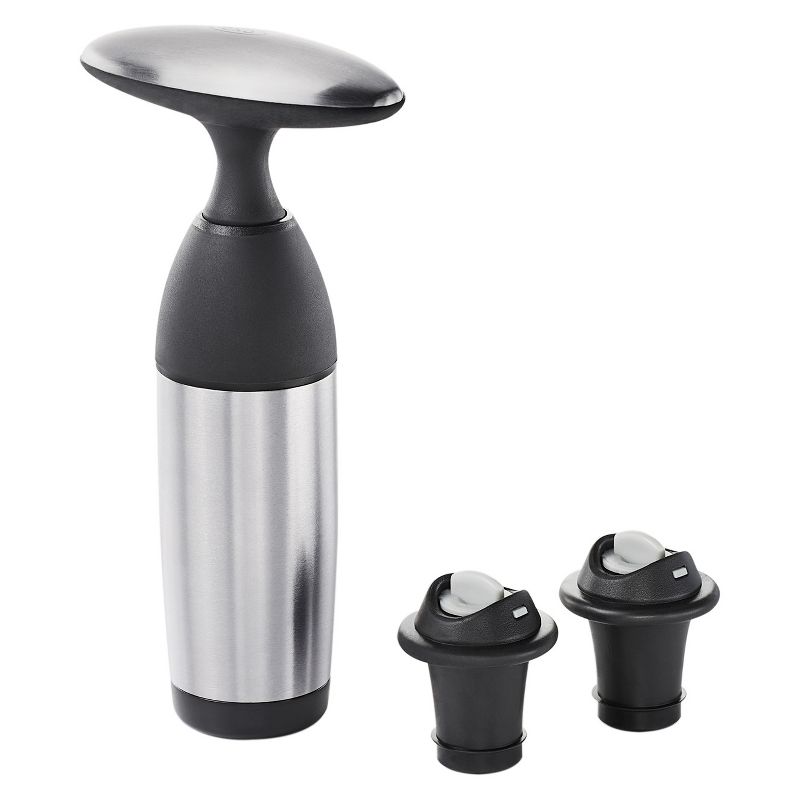 OXO Vacuum Wine Preserver with Two Stoppers, 1 of 3