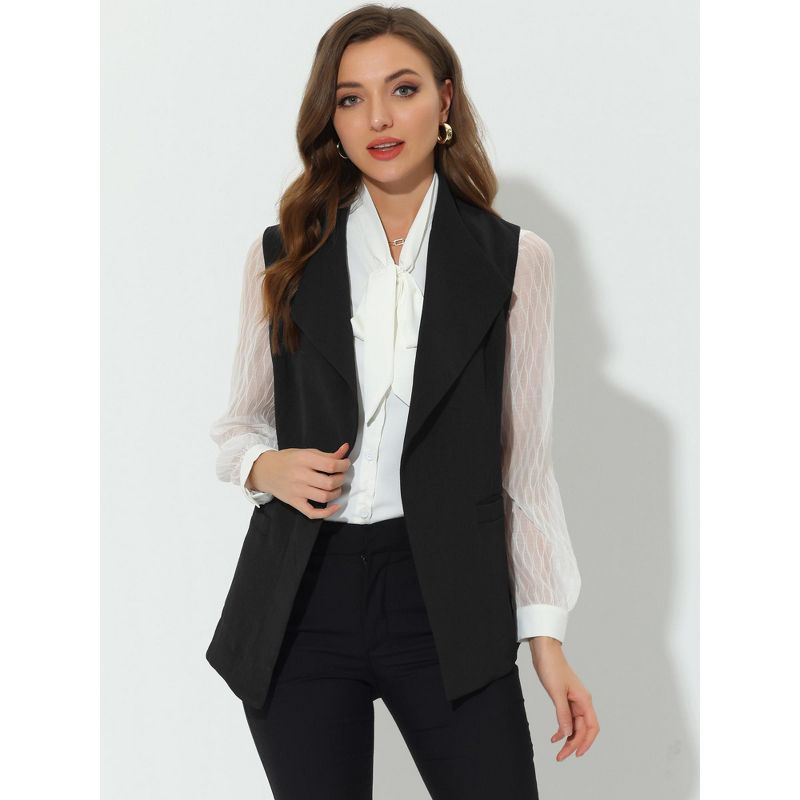 Allegra K Women's Casual Shawl Collar Belted Sleeveless Work Office Suit Vest, 3 of 6