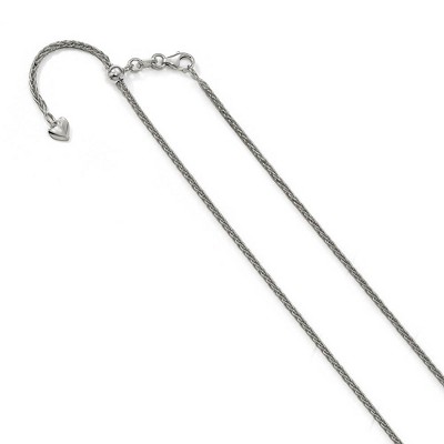 Black Bow Jewelry 1.5mm 14k White Gold Adjustable Solid Wheat Chain Necklace