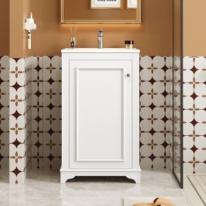 20"W Bathroom Vanity with Ceramic Sink, Freetanding Single Vanity Set Bathroom Storage Cabinet with Adjustable Shelf & Soft-Close Door - ModernLuxe - 1 of 4