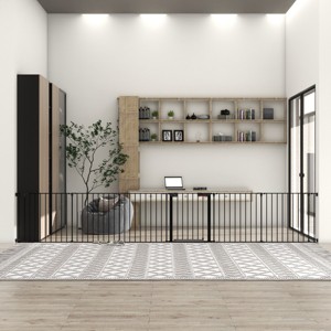 LAOTIES Extra Wide Baby And Pet Safety Gate,8 Panel Metal Play Yard Fence for Stairs,Fireplace And Doorways,Walk Through with Auto Close - 1 of 4