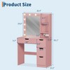 Vanity Desk with Mirror & Power Outlet, 3 Lighting Colors Vanity Desk with 4 Drawers & 12 Bulbs, Modern Dressing Table for Bedroom - 2 of 4