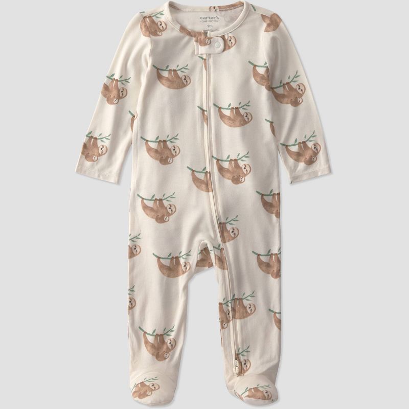 Carter's Just One You® Baby Boys' Sloth Comfy Soft Long Sleeve Sleep N' Play - Ivory Newborn